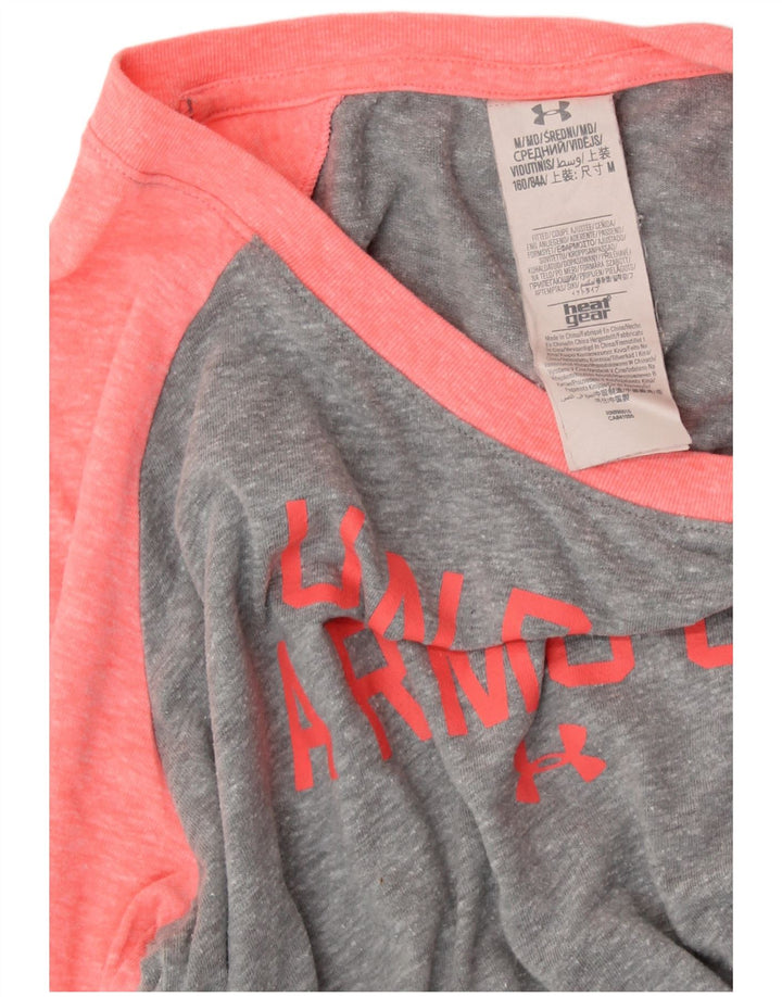UNDER ARMOUR Heat Gear Graphic Top cu mâneci 3/4 UK 12 Medium Gri