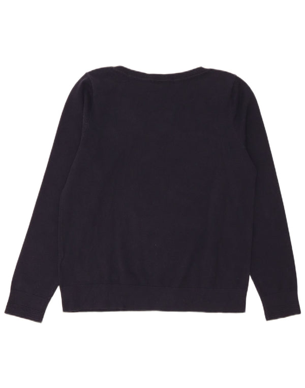 Pulover Tommy Hilfiger pentru damă, cu gât de barcă, din bumbac mare, albastru bleumarin