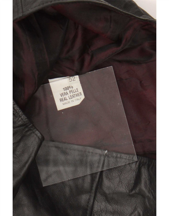 Vestă din piele vintage pentru bărbați IT 52 mare neagră
