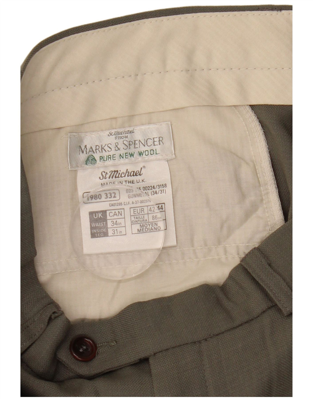 Marks & Spencer Pantaloni de costum pentru bărbați L34 L31 Lână gri