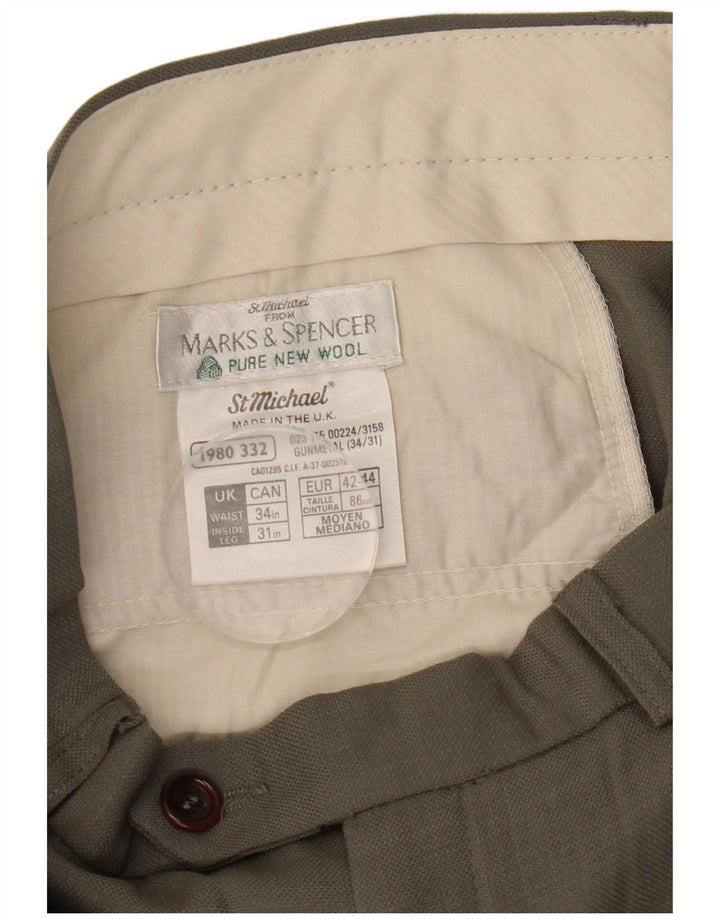 Marks & Spencer Pantaloni de costum pentru bărbați L34 L31 Lână gri