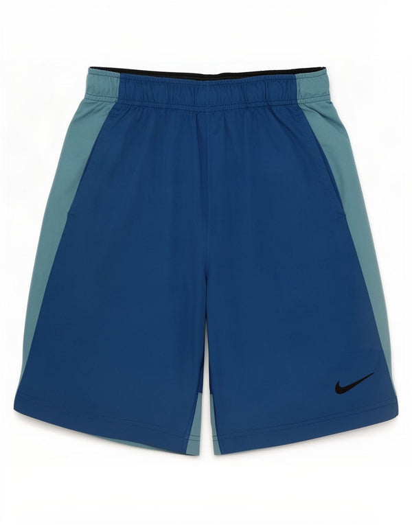Pantaloni scurți sport Nike Dri Fit pentru băieți 12-13 ani, mari, albastru, color block