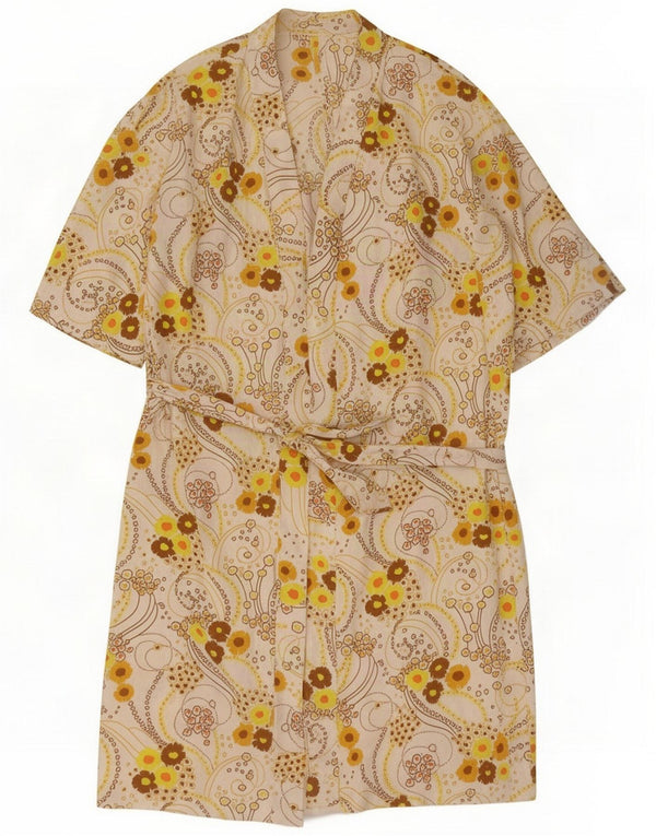 Vintage Womens Shift Dress UK 18 XL Off White Floral