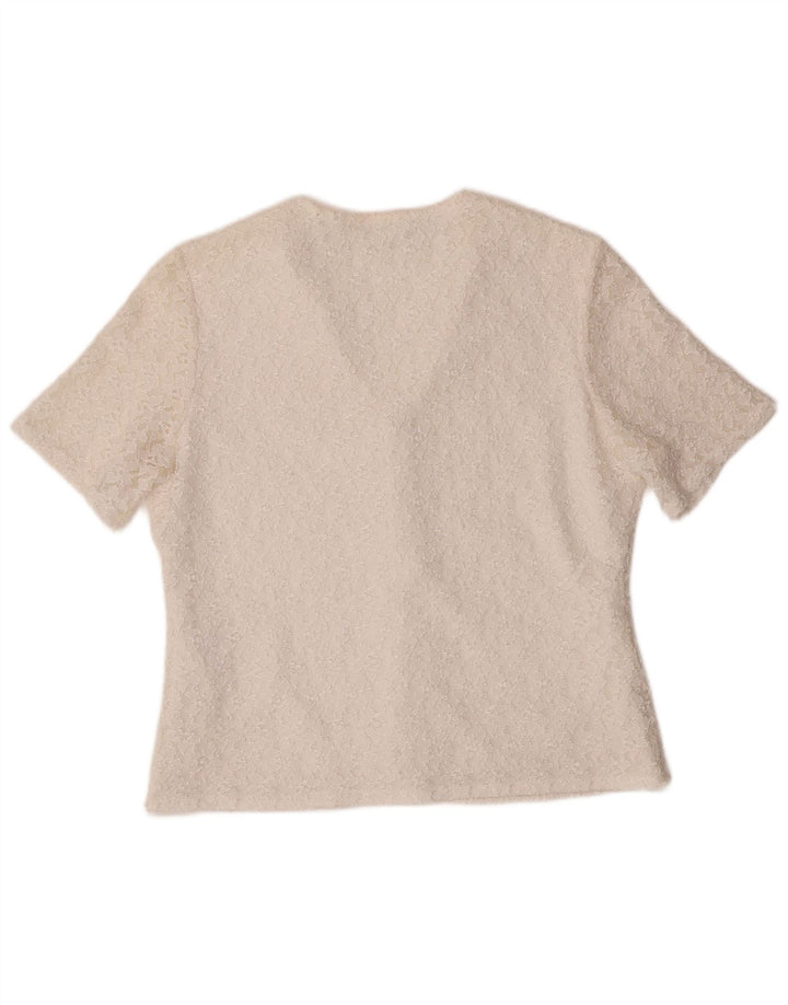 Bluză cămașă vintage pentru femei cu mânecă scurtă IT 42 Poliamidă alb mediu mediu