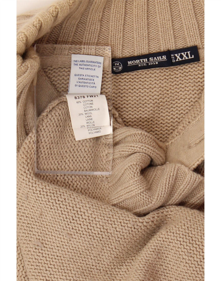 NORTH SAILS Pulover pentru bărbați cu gât cu nasturi, 2XL, bej, lână