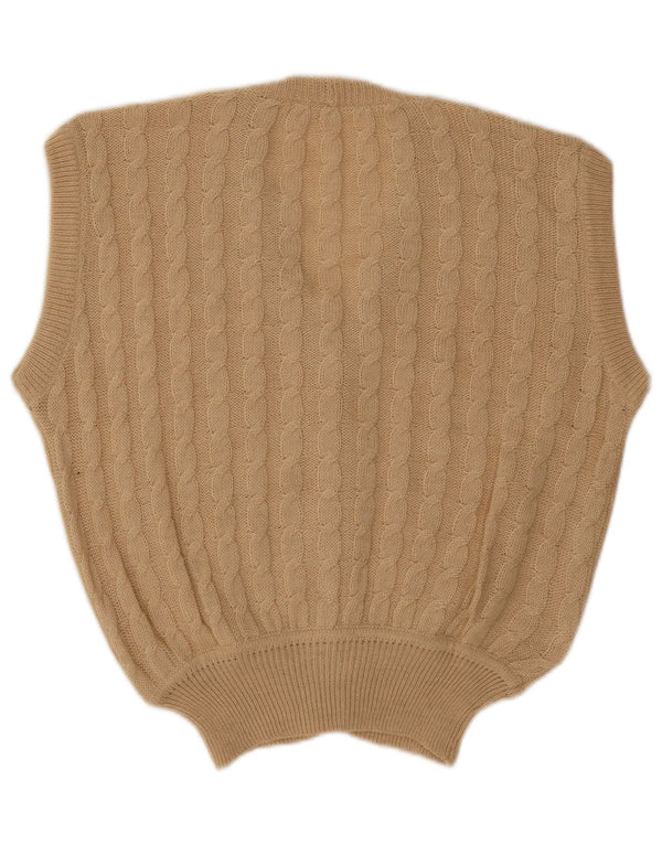 Pulover Cardigan fără mâneci Vintage pentru femei IT 46 Lână mare de alpaca bej