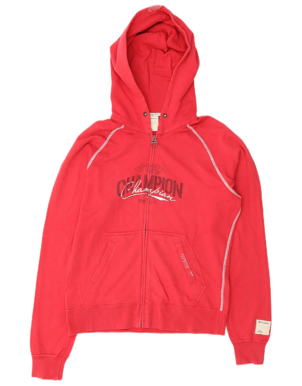 Pulover Champion pentru femei Heritage Fit Graphic Zip Hoodie UK 16 Large Red
