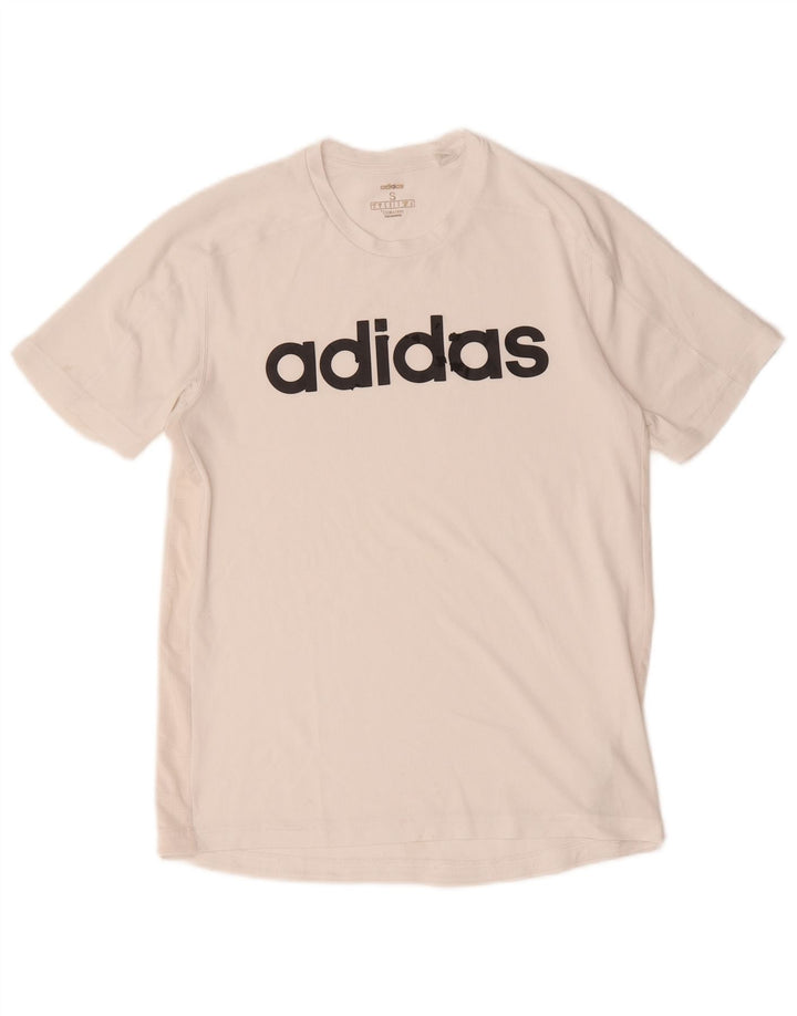 Tricou cu grafic Climacool Adidas pentru bărbați Top mic poliester alb