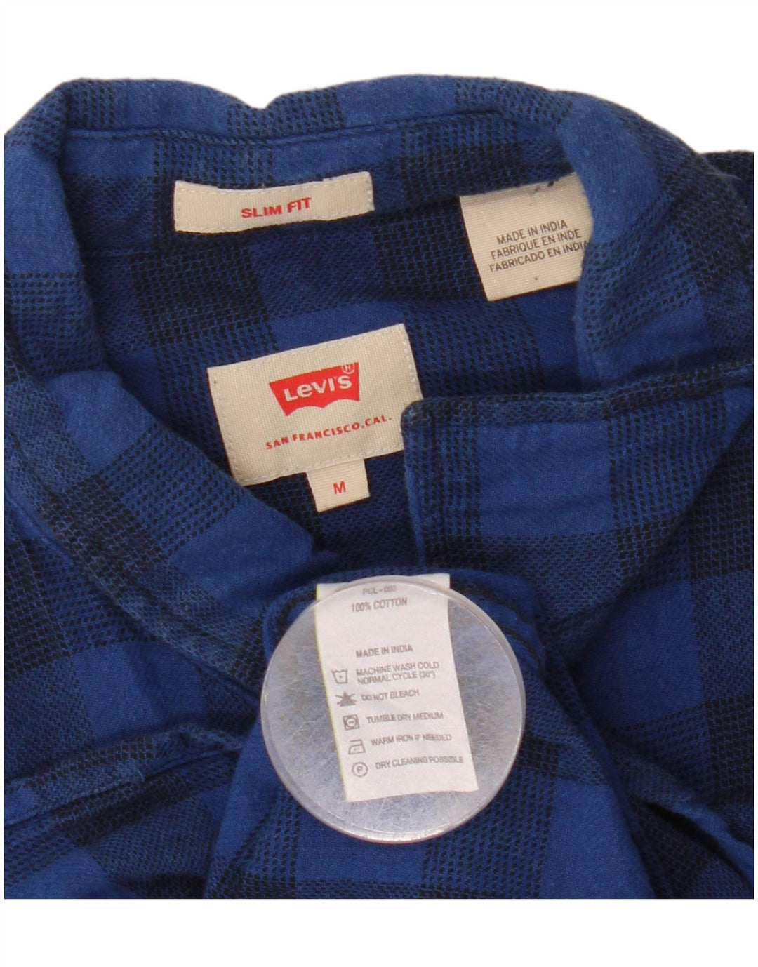 Cămașă pentru bărbați Levi's Slim Fit Flannel Bumbac Vichy, albastru bleumarin mediu