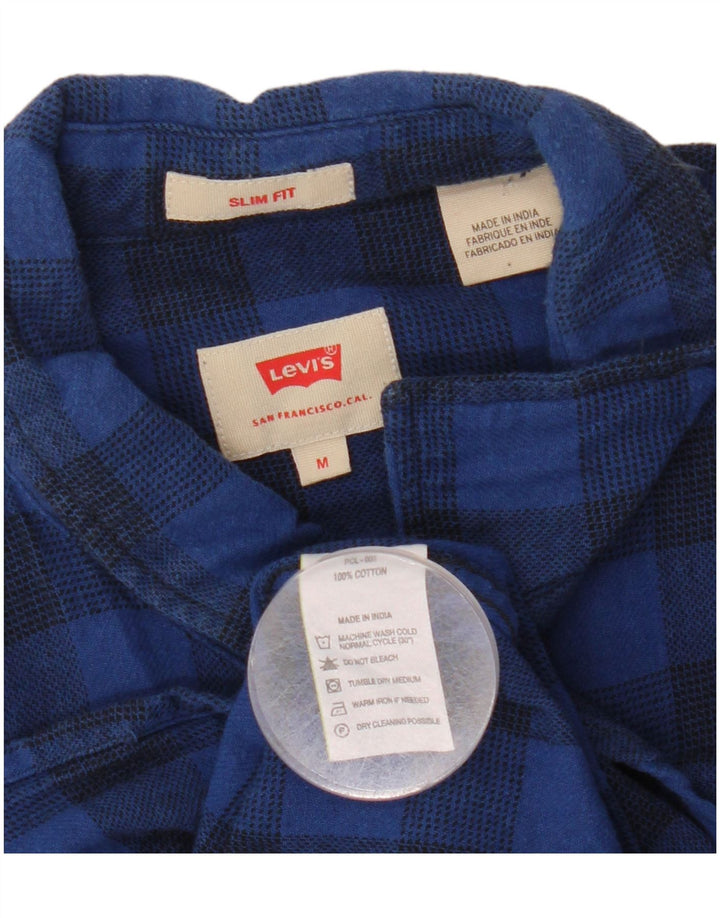 Cămașă pentru bărbați Levi's Slim Fit Flannel Bumbac Vichy, albastru bleumarin mediu