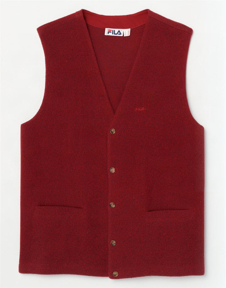 Vestă Fila Bărbați Tricotat Lână Maroon Mediu