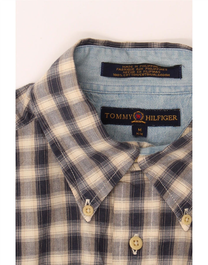 TOMMY HILFIGER Mens Checked  Flannel Shirt Medium Blue Check Cotton Vintage Tommy Hilfiger and Second-Hand Tommy Hilfiger from Messina Hembry 