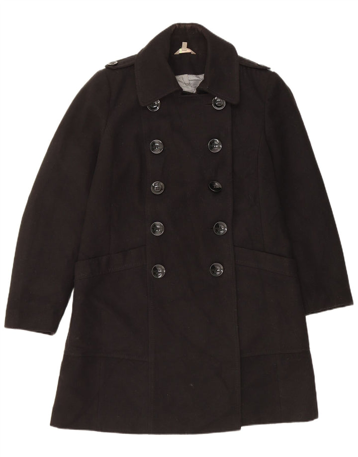 Palton dublu pentru femei Marks & Spencer UK 14 Poliester negru mare