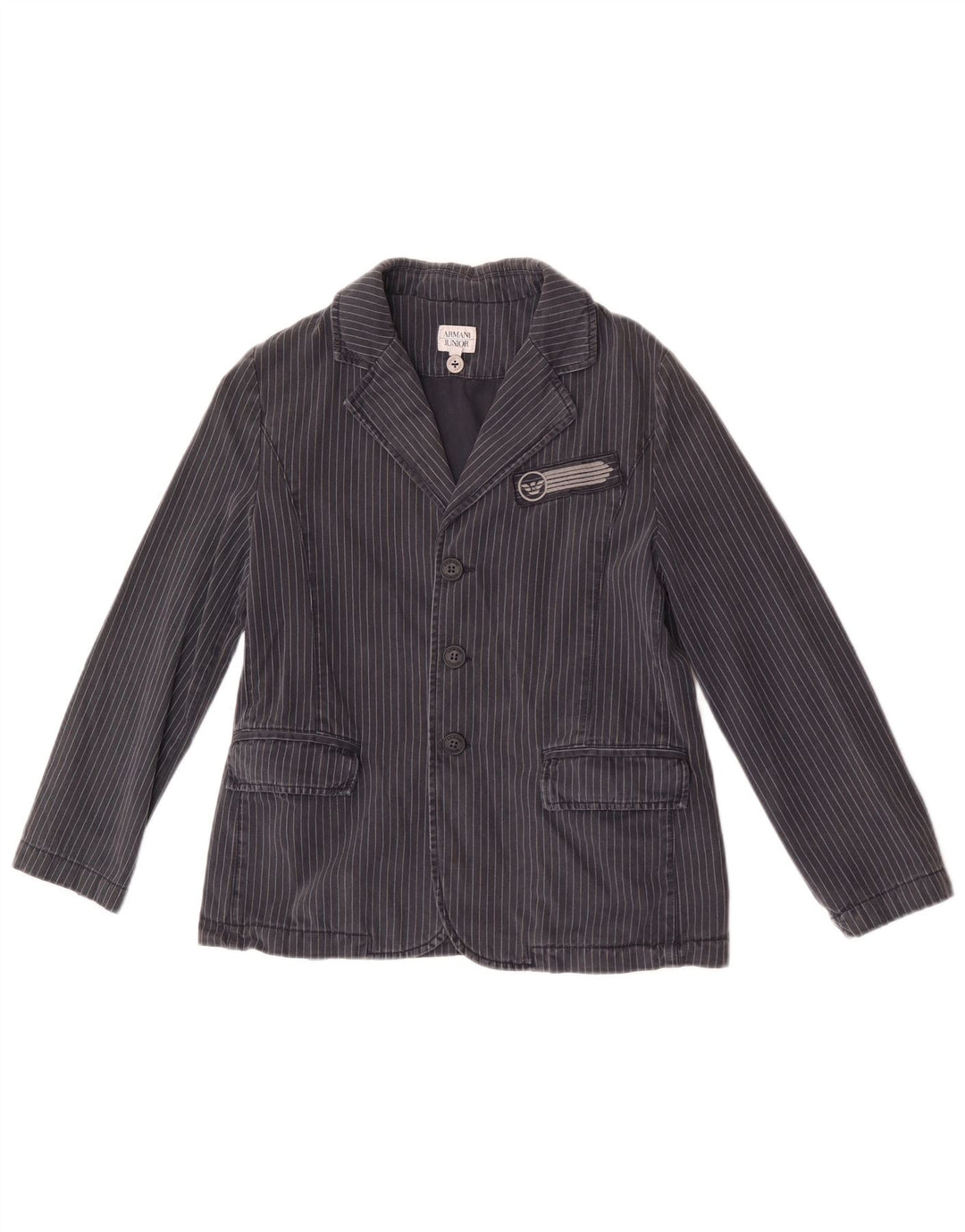 Jachetă Blazer 3 Nasturi Armani Junior Băieți 9-10 Ani Bleumarin în dungi
