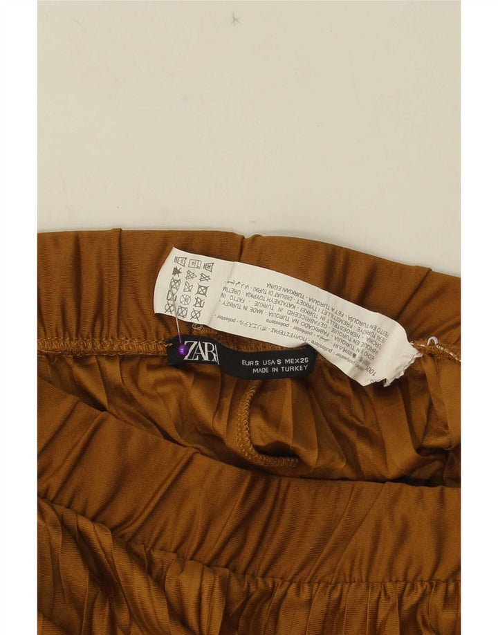 Pantaloni tăiați pentru femei Zara cu picioare largi Mici L26 L23 Bej Poliester