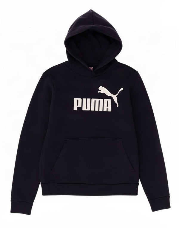 Pulover cu glugă cu grafic Puma pentru femei UK 10 mic, bumbac bleumarin