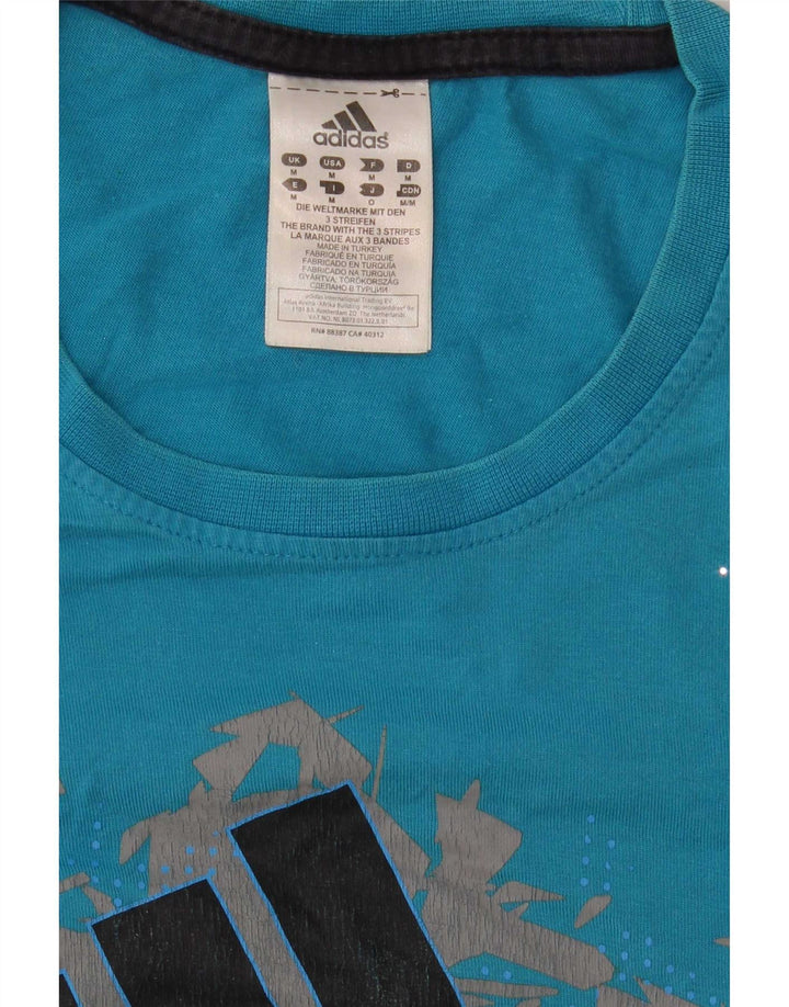 Tricou grafic pentru bărbați Adidas Top, bumbac albastru mediu