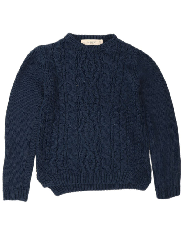 Pulover pentru femeie Zara, cu gât de barcă, UK 16, mare, bleumarin