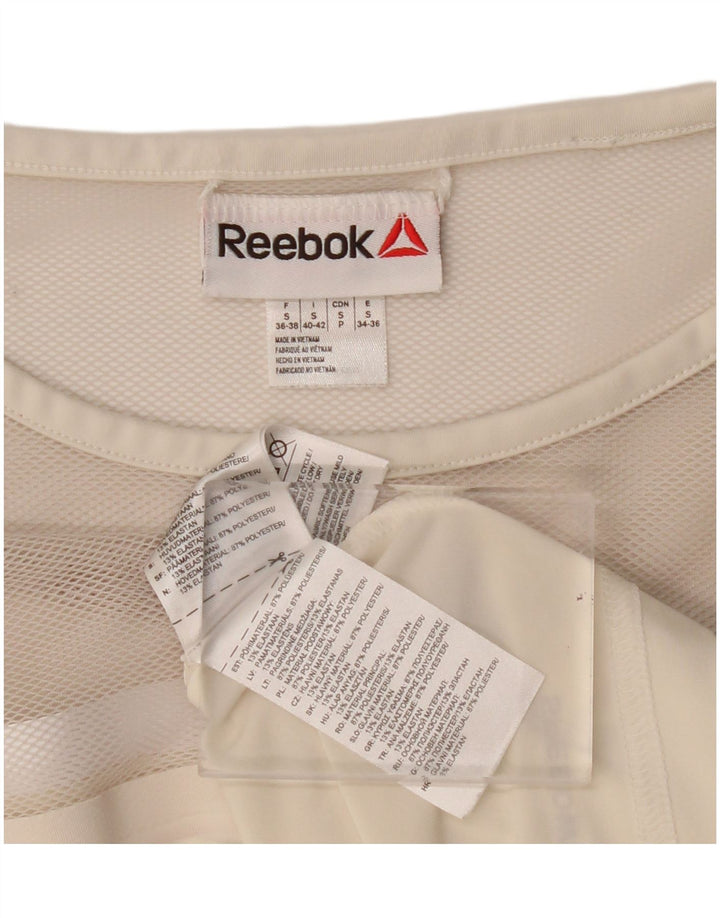 Tricou Crop Reebok pentru femei Top UK 10 Small White Poliester