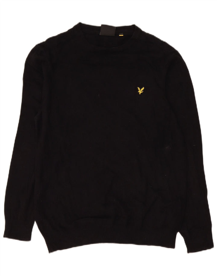 Pulover Lyle & Scott pentru bărbați, cu gât crew, bumbac mediu negru
