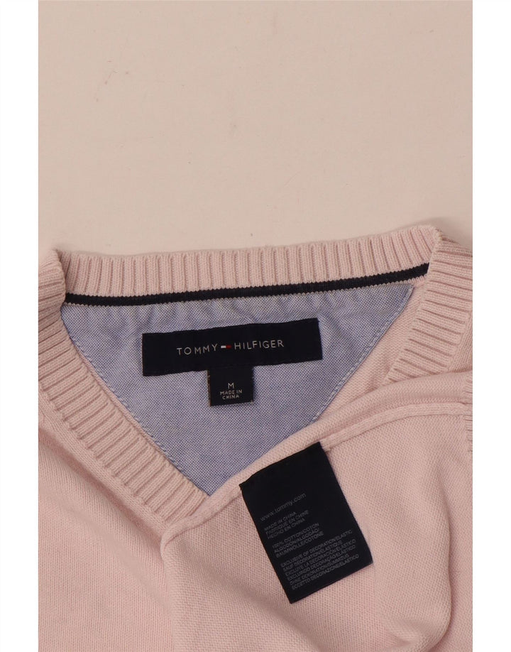 Pulover cu decolteu în V Tommy Hilfiger pentru bărbați, bumbac roz mediu