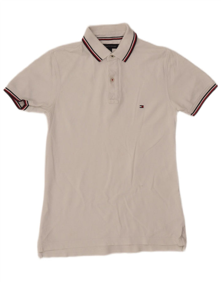 TOMMY HILFIGER Cămașă Polo Slim Fit pentru bărbați, alb mic