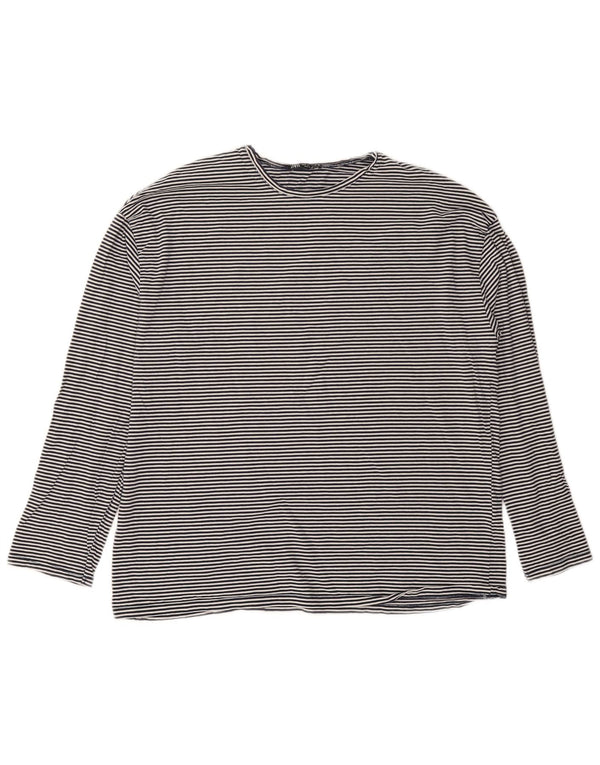 Top supradimensionat pentru femei Zara cu mânecă lungă UK 10, cu dungi mici, bleumarin