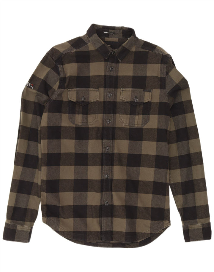 Cămașă de flanel Lumberjack Superdry pentru bărbați, bumbac vichy kaki mediu