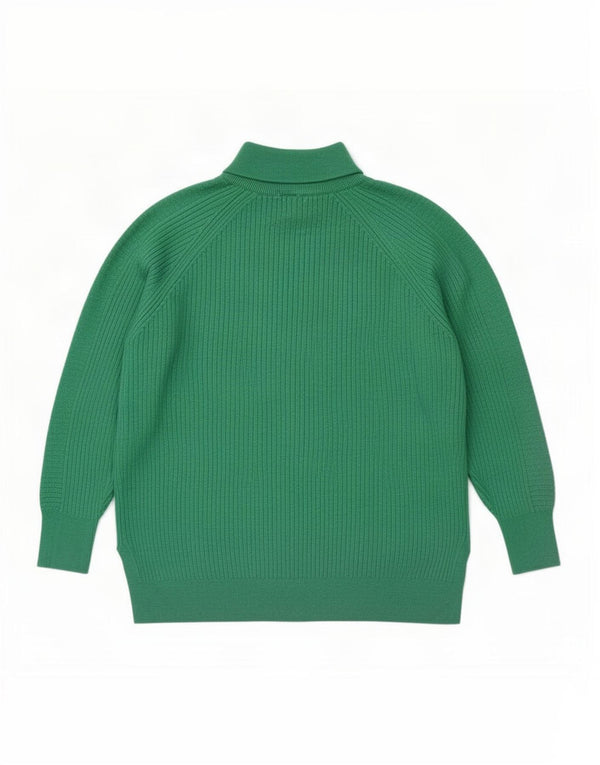 Marks & Spencer Womens Zip Neck Jumper Sweater UK 14 Medium Green Viscose