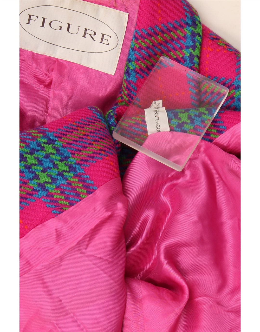 Jachetă pentru femei Figure Blazer cu 3 nasturi UK 14 Medium Pink Check Lână