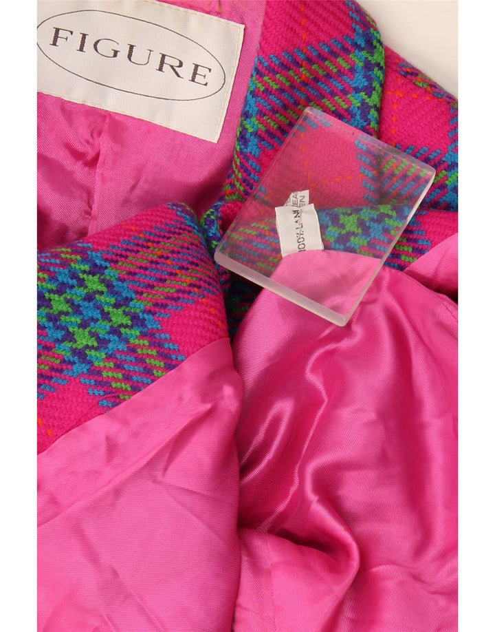 Jachetă pentru femei Figure Blazer cu 3 nasturi UK 14 Medium Pink Check Lână