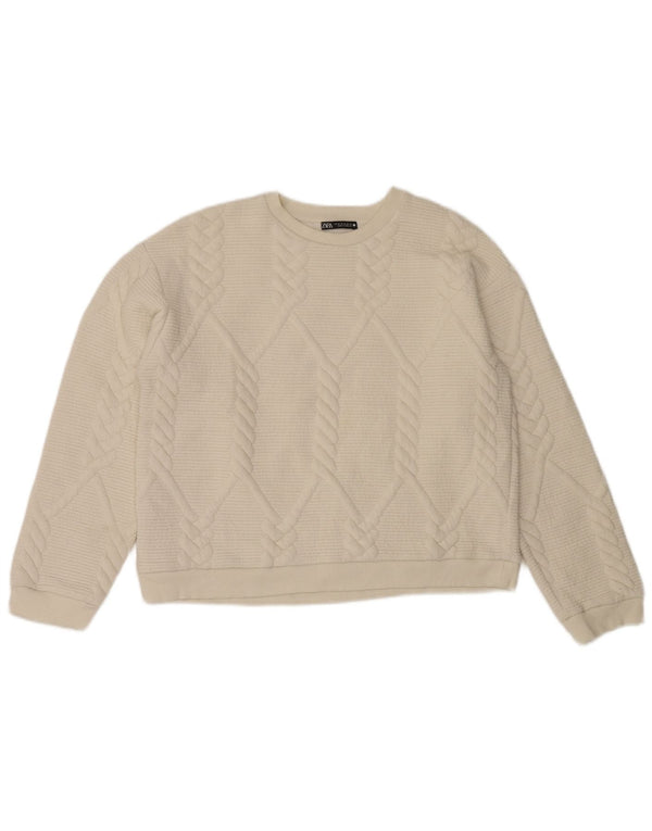 Pulover pentru femei Zara Crop Relaxed Fit UK 14 Medium Off White