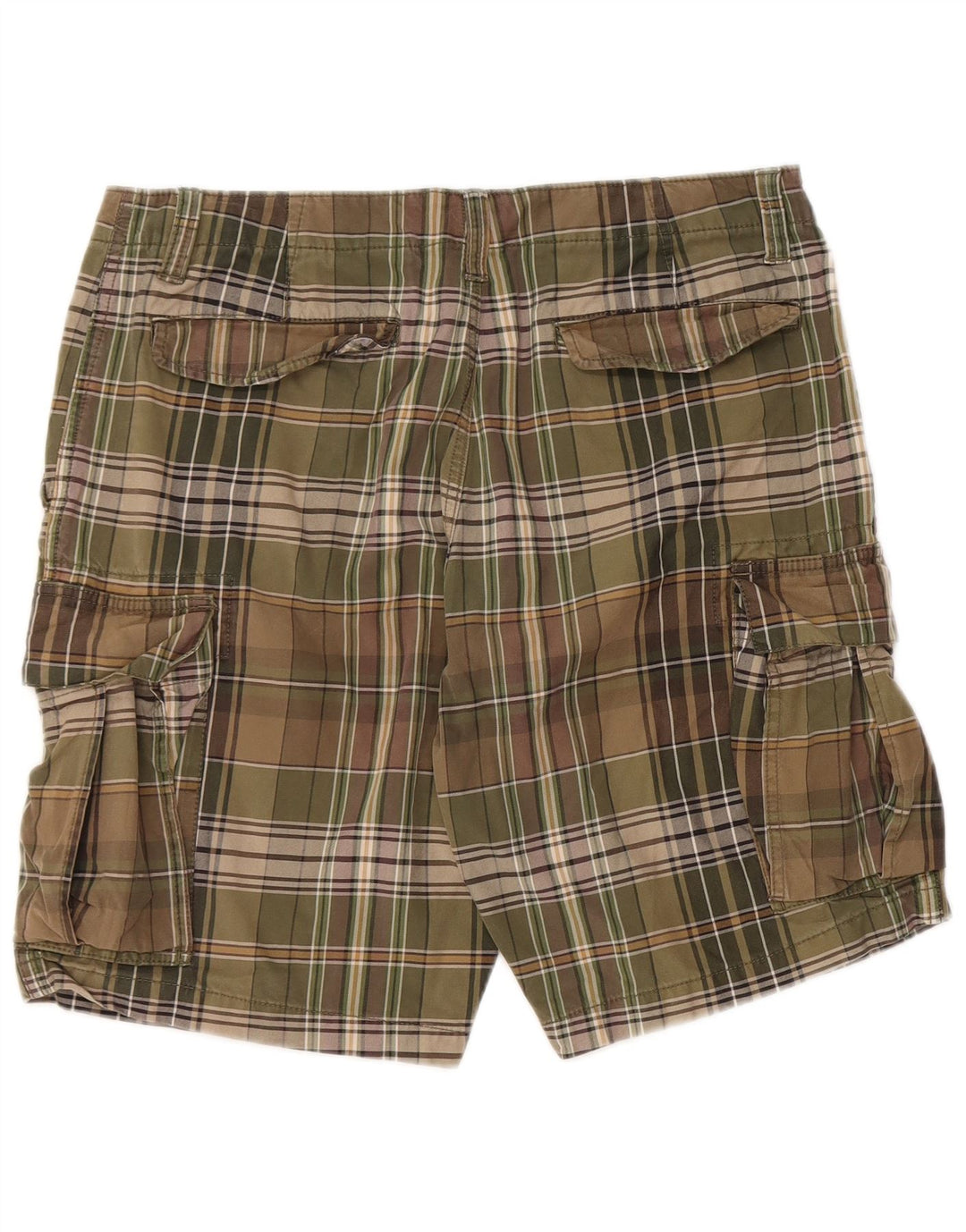 Pantaloni scurti cargo pentru bărbați EDDIE BAUER W35, bumbac cu carouri mari, kaki