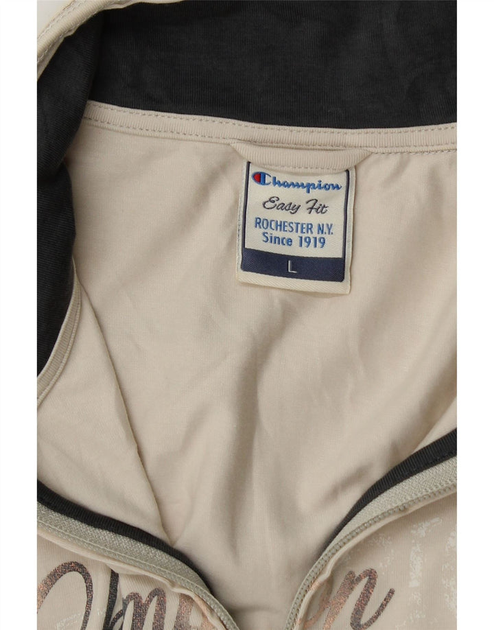 Jachetă de top pentru trening cu grafic Easy Fit Champion, pentru femei, mare, bej