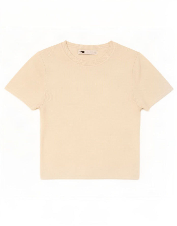 Top tricou pentru femei Zara UK 12 Medium White Viscose