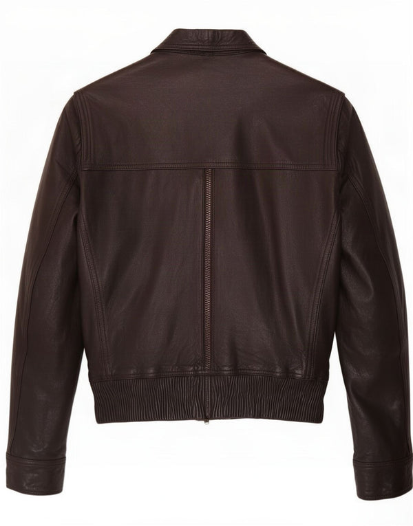 Vintage Womens Crop Leather Jacket IT 52 2XL Brown