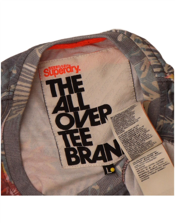 Tricou grafic Superdry pentru bărbați Top mare, gri, cu flori din poliester