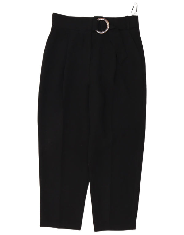 Topshop Pantaloni tăiați cu talie înaltă pentru femei UK 12 Medium L30 L25 Negru