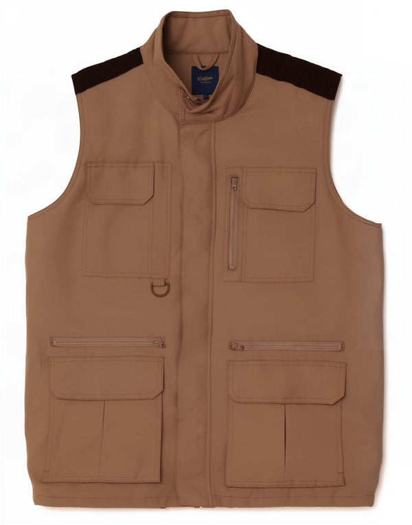 Cotton Traders Gilet utilitar pentru bărbați UK 40 Large Beige Colorblock Poliester
