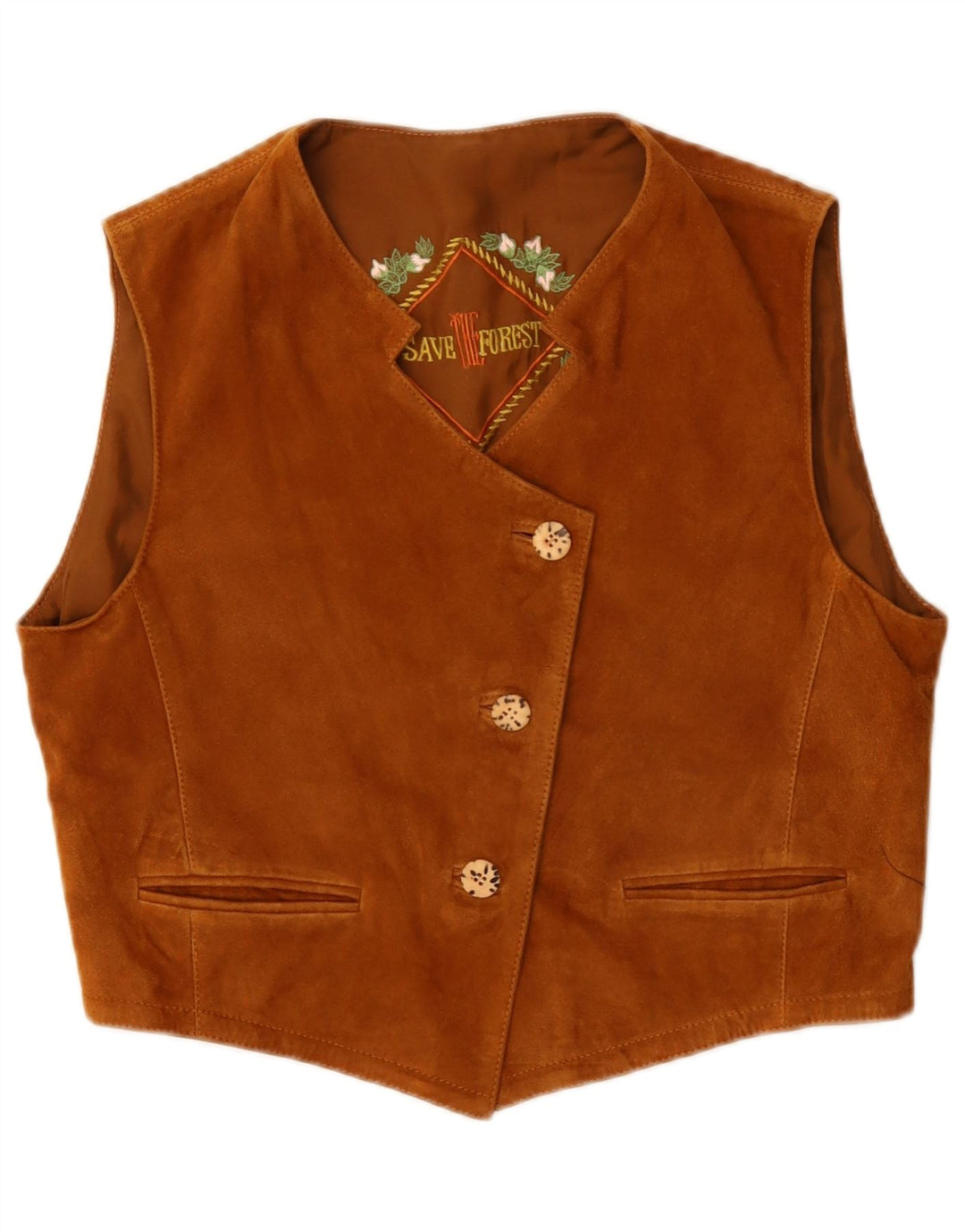 Vestă de piele crop pentru femei Save The Forest IT 44 Maro Mediu