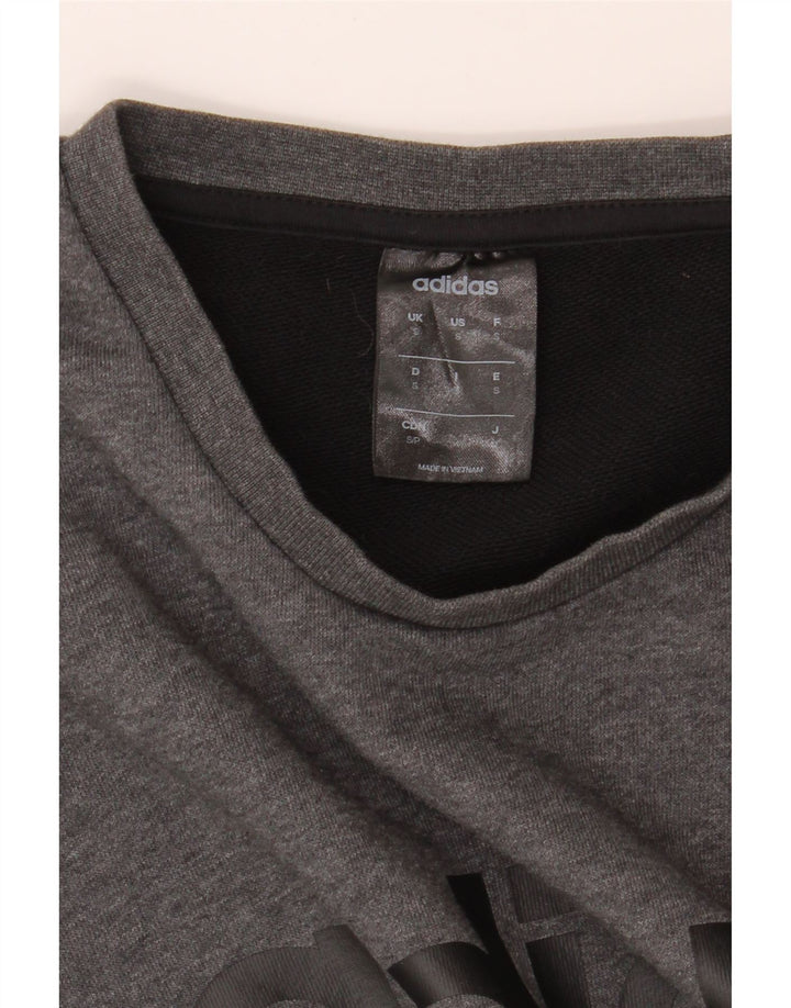ADIDAS Mens Graphic Sweatshirt Jumper Small Grey Colourblock Cotton Vintage Adidas and Second-Hand Adidas from Messina Hembry 