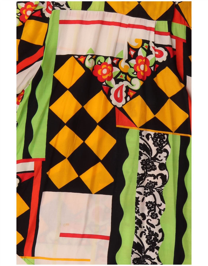 Bluză vintage cămașă cu mânecă scurtă pentru femei UK 20 2XL, multicoloră, patchwork