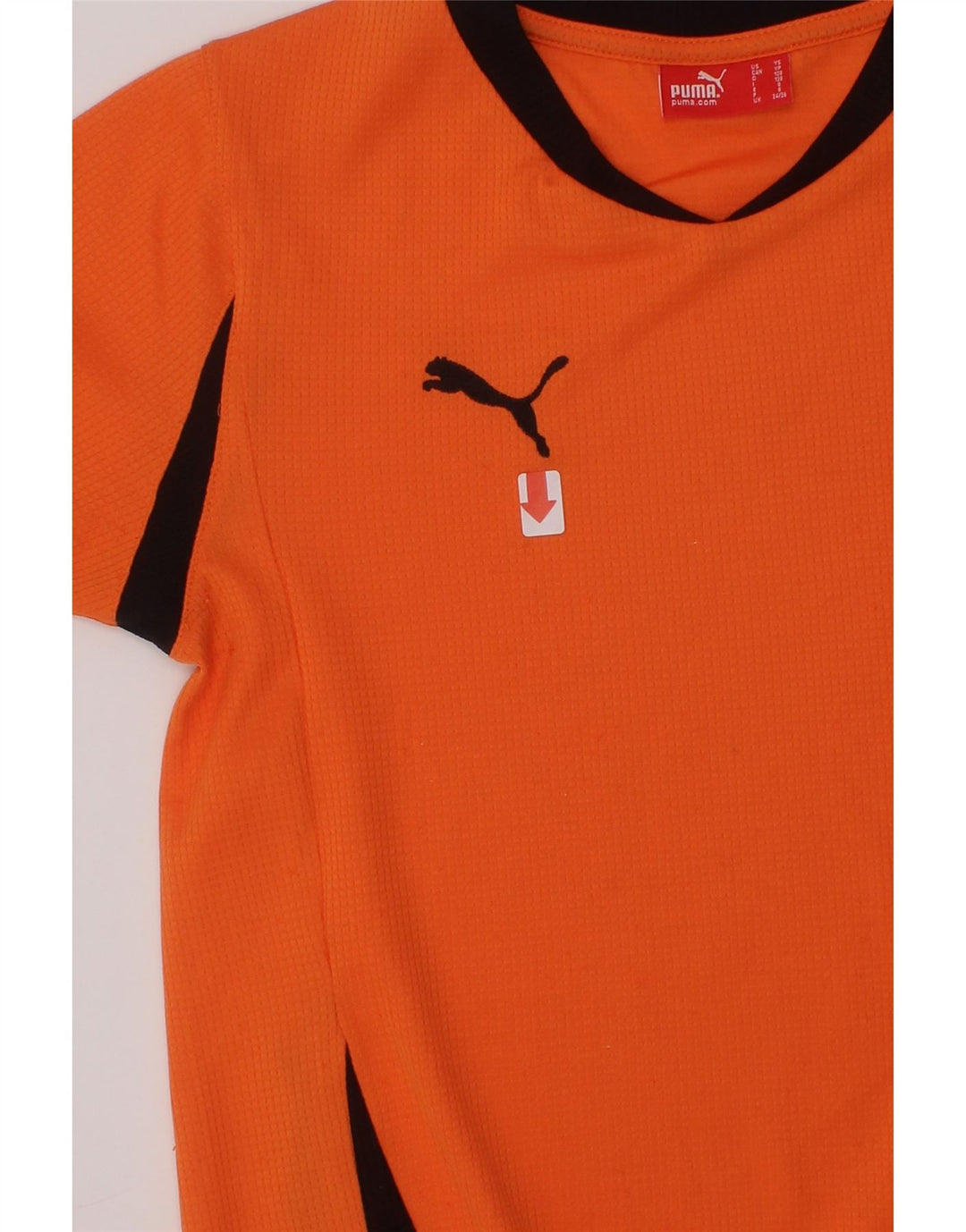 PUMA Boys T-Shirt Top 7-8 Years Orange Colourblock Vintage Puma and Second-Hand Puma from Messina Hembry 