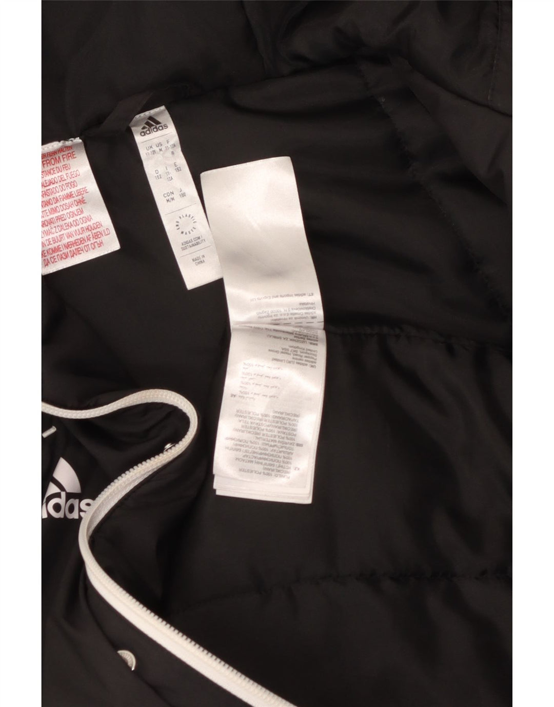 Jachetă căptușită cu glugă Adidas pentru băieți 11-12 ani, poliester negru