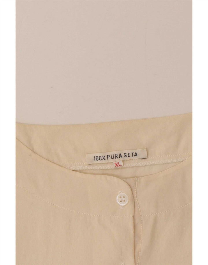 Bluză Vintage pentru femei UK 18 XL Bej Mătase