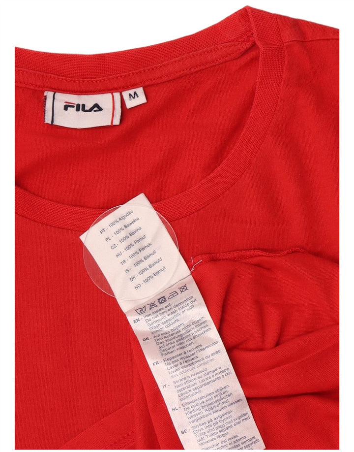 Tricou cu grafic Fila pentru bărbați Top mediu roșu din bumbac color bloc