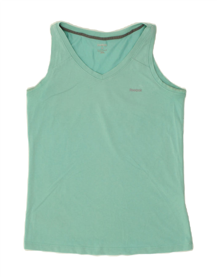 REEBOK Womens Vest Top UK 14 Medium Green Polyester | Vintage Reebok | Thrift | Second-Hand Reebok | Used Clothing | Messina Hembry 