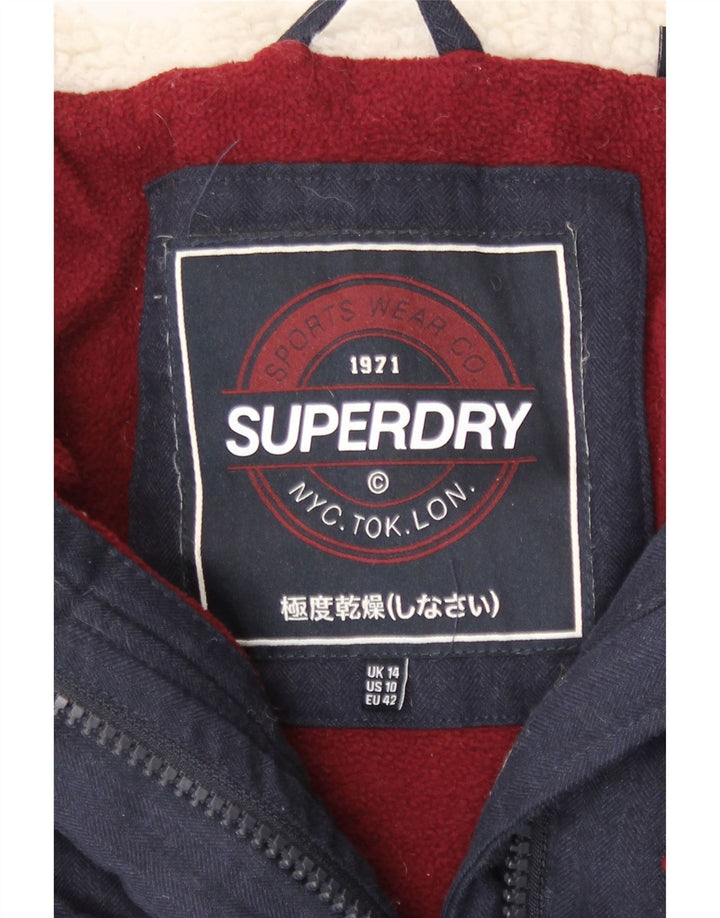 Jachetă căptușită cu glugă pentru femei Superdry UK 14, mare, albastru, poliester