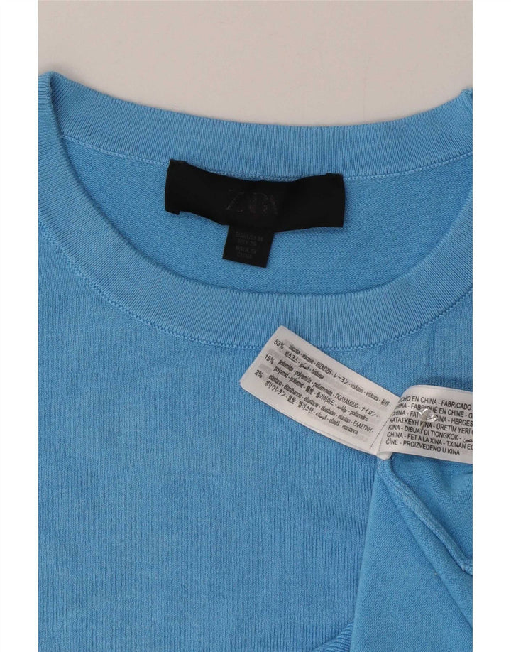 Top tricou pentru femei Zara UK 12 Medium Blue Viscose