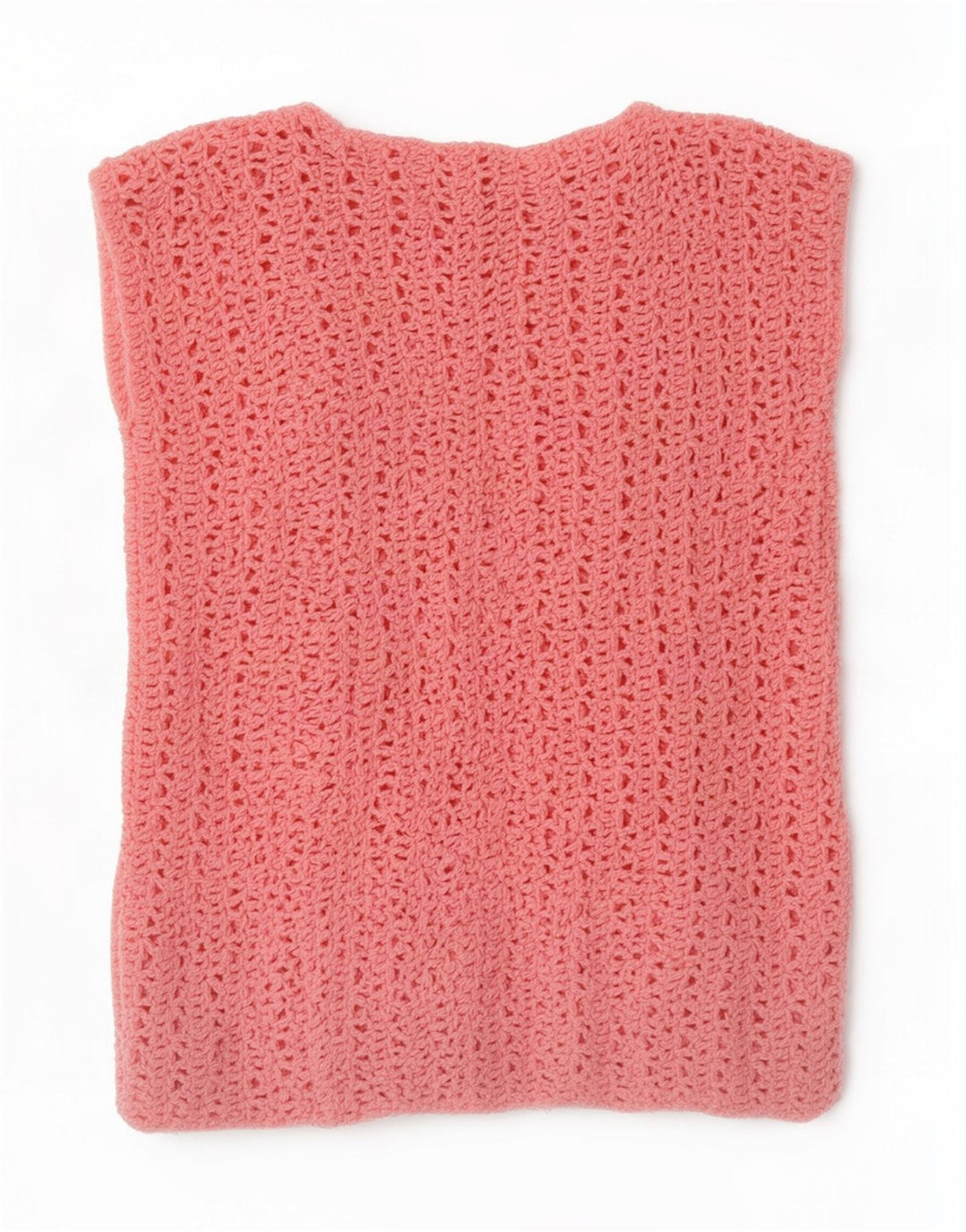 Vintage Womens Crochet Vest Tank Top UK 12 Medium Pink